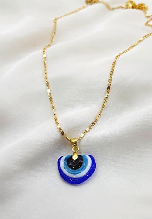 NAZAR GÖKKUŞAĞI EL YAPIMI MURANO CAM ZİNCİR KOLYE MAVİ