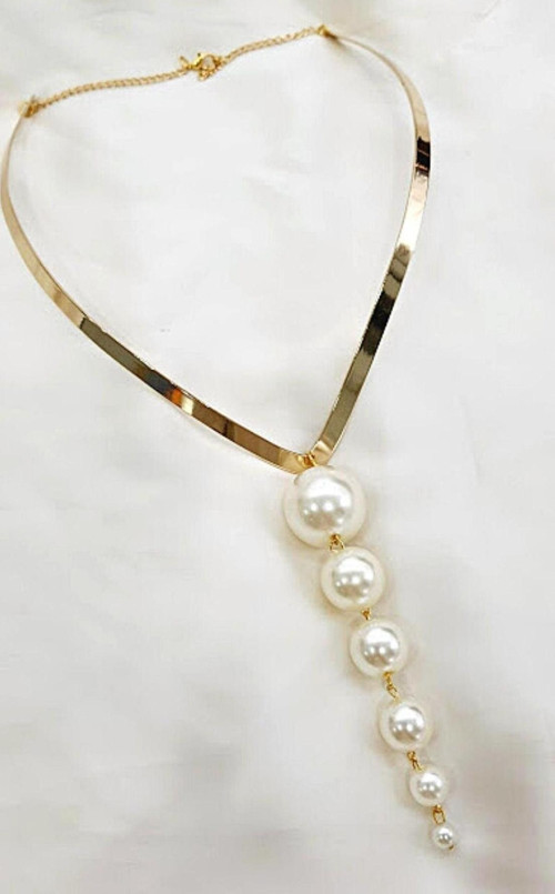 SALKIM İNCİLİ CHOKER TASMA KOLYE GOLD
