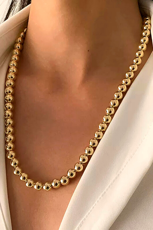 STEAMPUNK TOP BONCUK ZİNCİR KOLYE GOLD