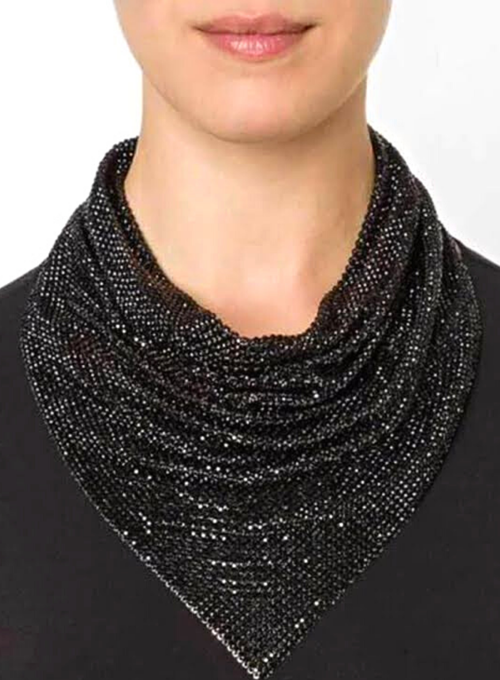 ŞAL MODEL ZIRH METAL TASARIM KOLYE SİYAH