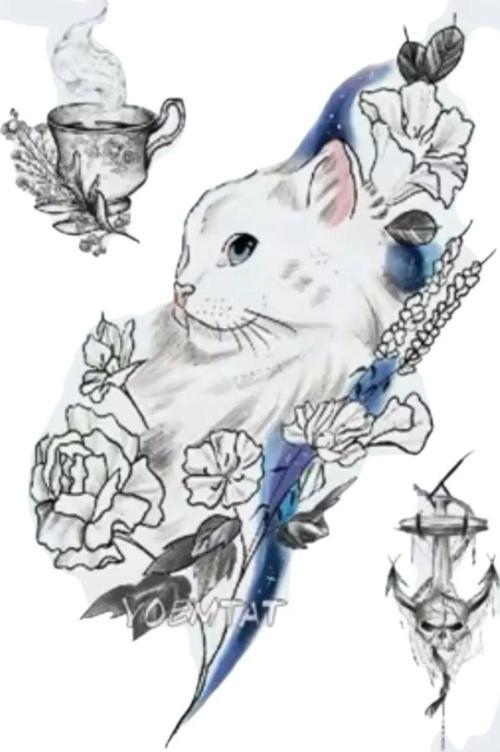 KEDİ ÇIPA KUPA  GEÇİCİ DÖVME TATTOO