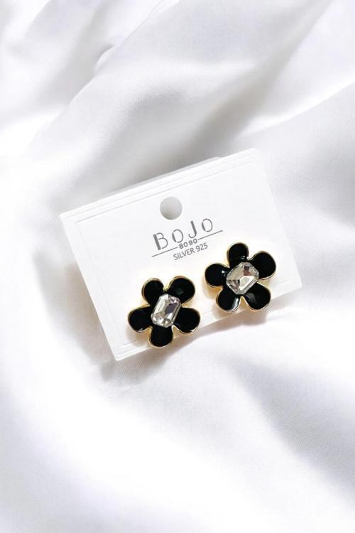 MİNELİ TAŞLI ÇİÇEK KÜPE 1 Cm.