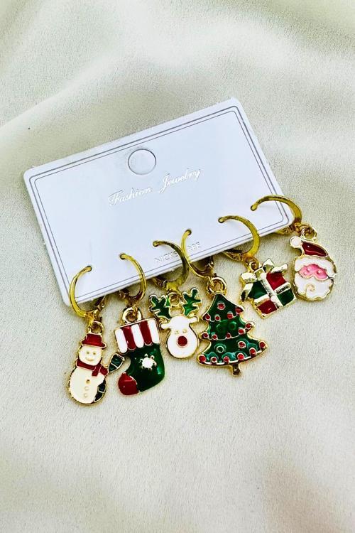 6 LI YILBAŞI NOEL TEMALI KÜPE SET