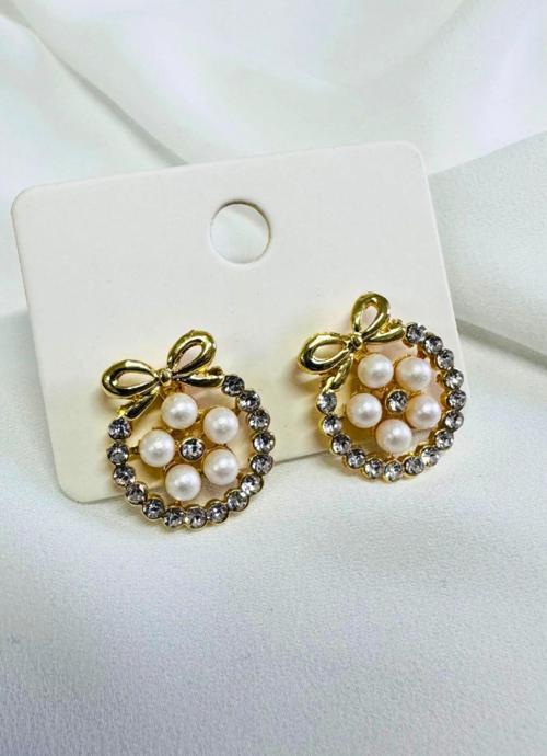 Incili Taşlı Minimal Küpe