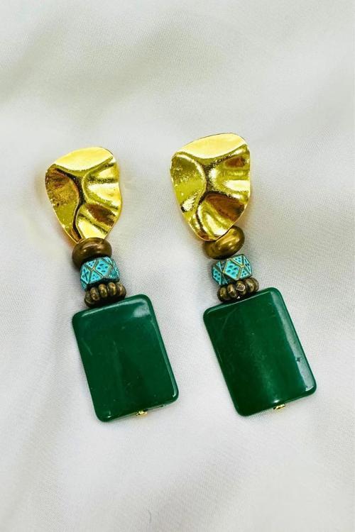 YEŞİL RENKLİ BONCUK TASARIM KÜPE