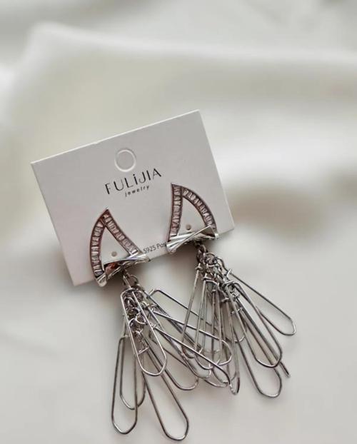 ZİRKON TAŞLI ATAÇ SAÇAKLI KÜPE 6 CM.