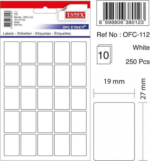250'li Beyaz Etiket 19x27mm