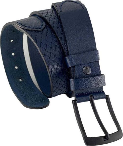 Lacivert Hakiki Deri Özel Üretim 3 Parçalı El Işçilikli 4 Cm.lik Spor Kot Kemer - 405-999