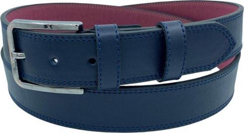 4 Cm. Battal Klasik Suni Deri Dikişli Model Kemer Lacivert