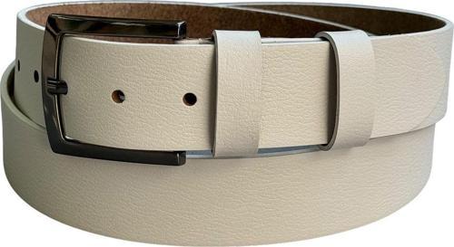 4 cm. Spor Hakiki Deri Düz Model Erkek Kemer Beyaz