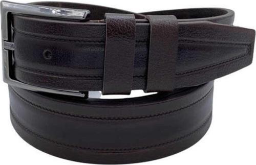 3.5 Cm. Klasik Hakiki Deri Desenli Kemer Koyu Kahverengi