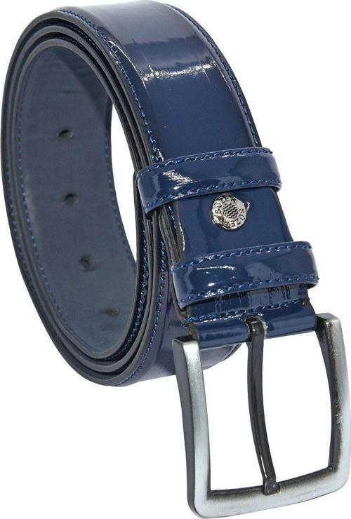 Lacivert Rugan Suni Deri Dikişli 4 Cm.lik Klasik Kemer - 7400-95