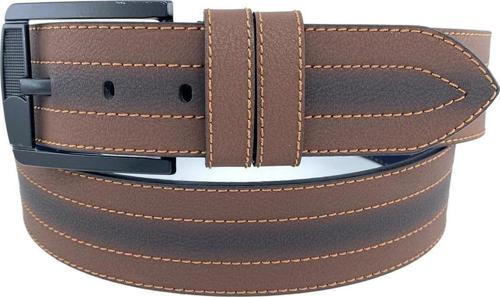 4.5 cm. Spor Suni Deri Ortası Sarı Dikişli Model Erkek Kemer Kahverengi