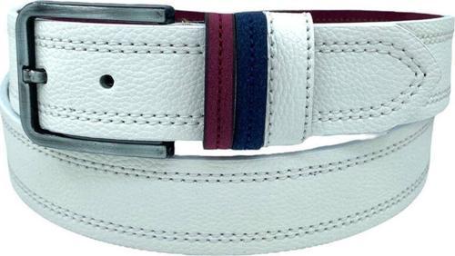 4 Cm.lik Spor Suni Deri Çift Dikişli Model Erkek Kemer Beyaz