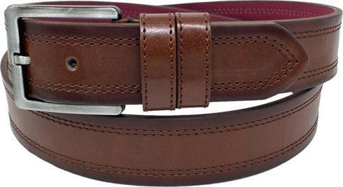 4 Cm.lik Spor Suni Deri Çift Dikişli Model Erkek Kemer Kahverengi