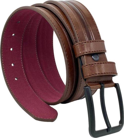 Kahverengi Suni Deri Ortası Desenli Model 4 Cm.lik Spor Kemer - 9013-52-22rl