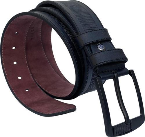 Siyah Suni Deri Ortası Desenli Model 4.5 Genişlik Unisex Spor Kemer - 4500-88