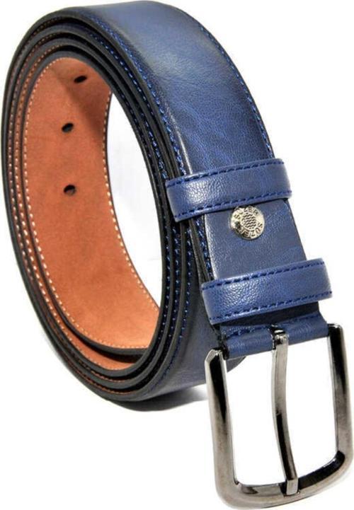 3.5 Cm. Klasik Suni Deri Düz Erkek Battal Kemer Lacivert