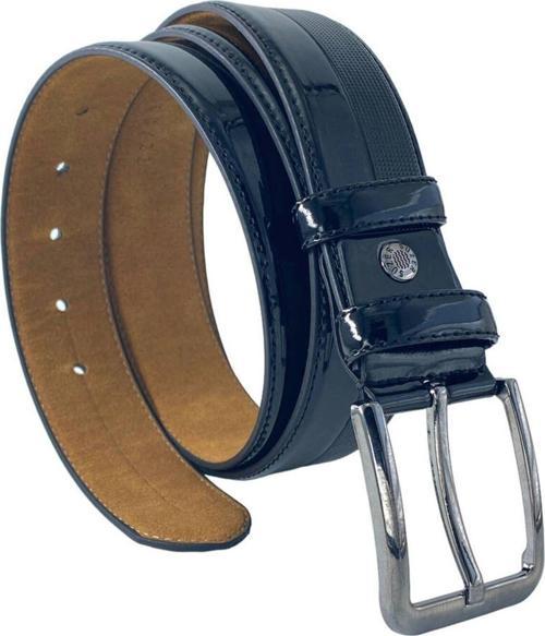Siyah Rugan Suni Deri Yarım Desenli 4 Cm.lik Klasik Kemer - 7400-901-22kx