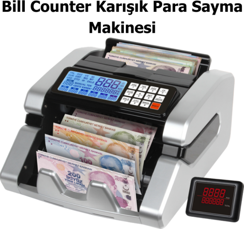 Silver AL-7000S Karışık Para Sayma Makinesi TL, / EUR, USD, GBP Adet Sayımı
