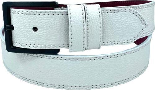 * 4 Cm. Spor Suni Deri Dikişli Model Kemer Beyaz