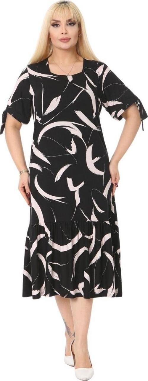 Butik Beyaz Tüy Bağlamalı Kısa Kollu Kadın Midi Elbise