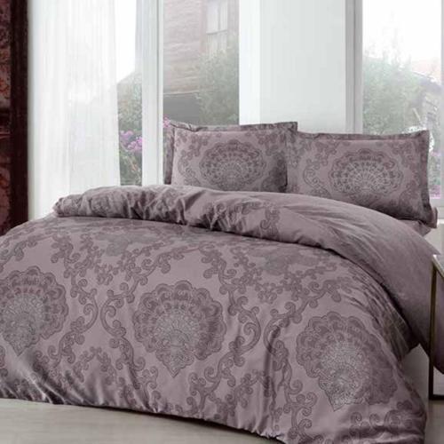 Taç Violet Mürdüm Pamuk Saten Çift Kişilik Nevresim Takımı