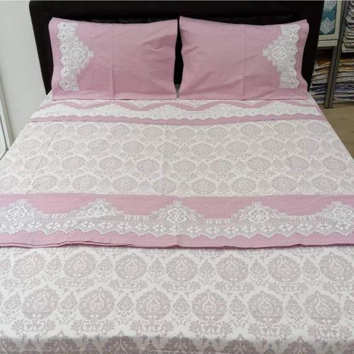 Elişi Dantelli Nevresim Takımı Çarşafı Dantelsiz Model Pudra Fonlu Özel Piko Ve Nervürlü