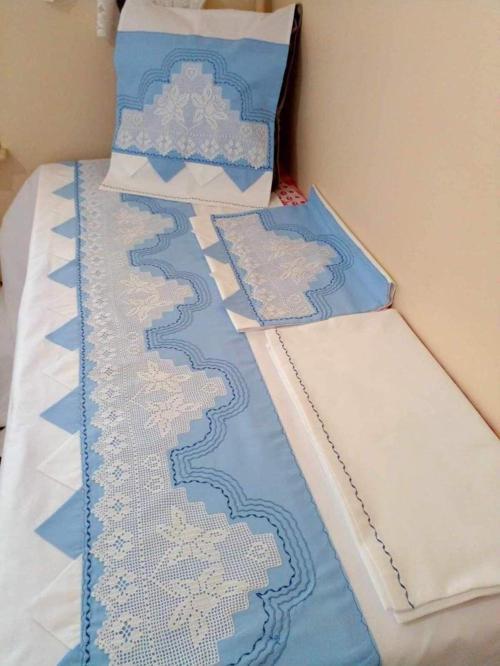 Elişi Dantelli Nevresim Takımı Çarşafı Dantelli