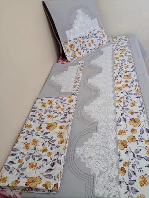 Elişi Dantelli Nevresim Takımı Çarşafı Dantelli