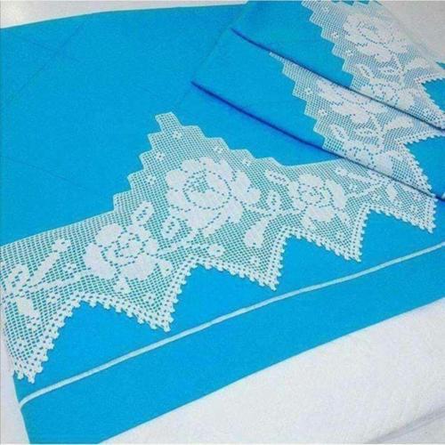 Açık Mavi El İşi Dantel Pike Takımı
