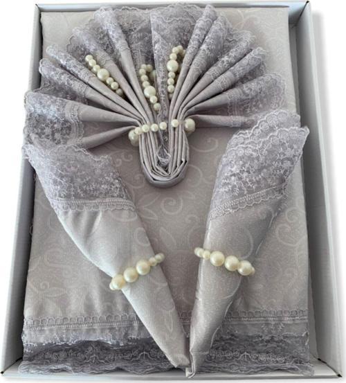 Kdk Masa Örtüsü Takımı Grey 8 Kişilik 18 Parça