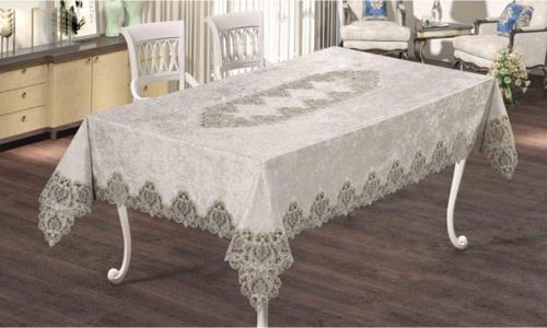 Bahar Model Dertsiz Kadife Lüx İşlemeli Masa Örtüsü 160X220