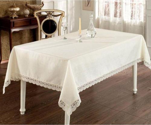 Linen Masa Örtüsü-Krem-160 X 160