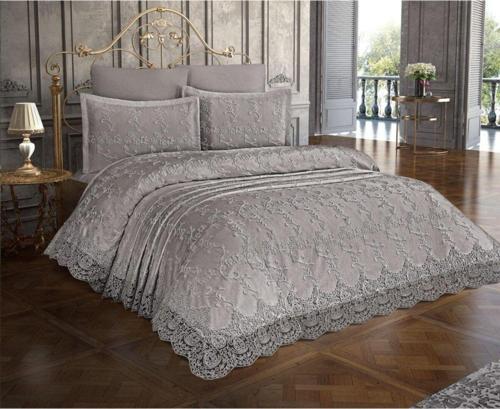 Etz Home Fiona Dokuma Dantelli 6 Parça Pike Takımı Gri