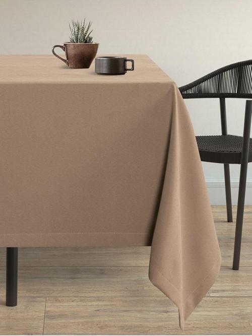 Kadife Dokulu Latte Rengi Dertsiz Masa Örtüsü