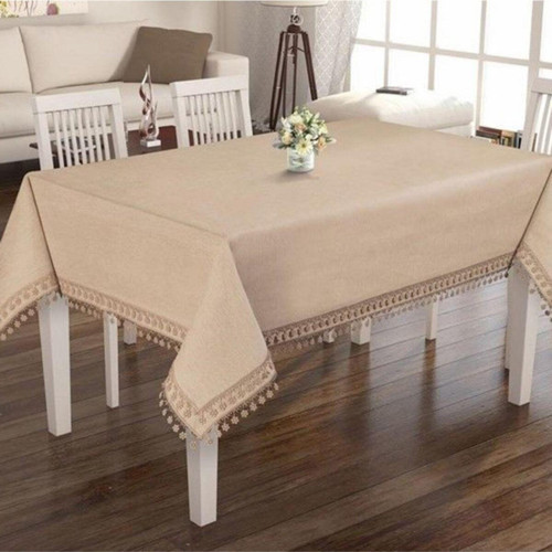 Design Fancy Lınen Collectıon Masa Örtüsü - 160X260 Cm - Bej