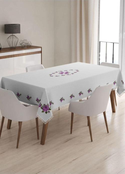 Kaneviçe Desen Dijital Baskı Masa Örtüsü 160X220Cm - Kırmızı