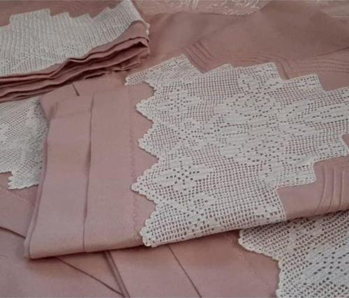 El Işi Dantelli Çift Kişilik Pike Takımı