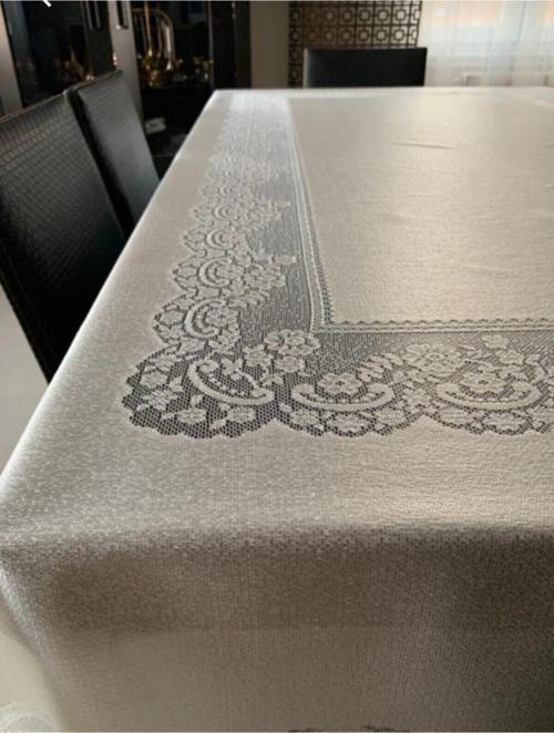 Gri Soft Dertsiz Dantelli Masa Örtüsü (160X220Cm)