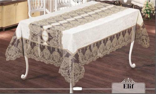 Elif Linen Kumaş Fransız Güpürlü Lüks Masa Örtüsü