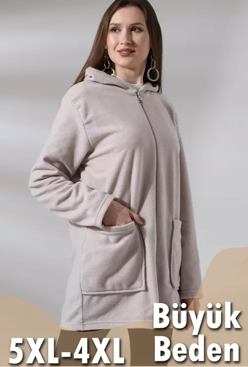 Çizgi Detay Polar Sweatshirt - Büyük Beden