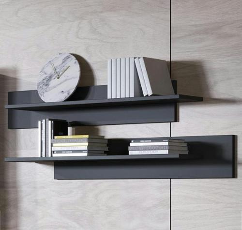 Duvar Rafı 2'li Set Dekoratif Modern Salon Mutfak Oturma Odası Yemek Odası Raf Mat Siyah Raf