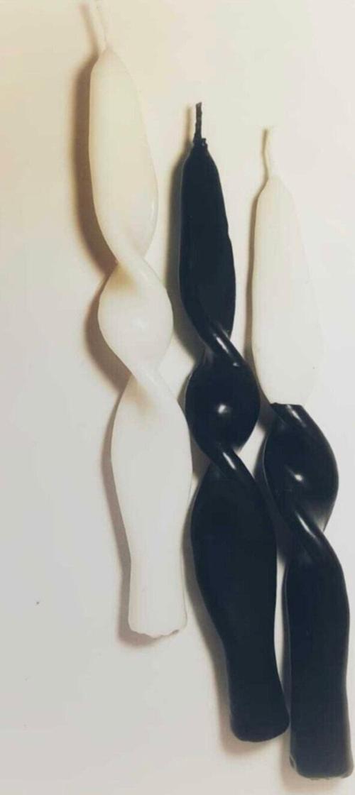 3 Adet Kokulu Siyah Beyaz Dekoratif Burgulu Şamdan Mum