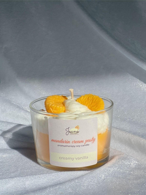 Jeane Candles Mandalina Vanilya Kokulu Pasty Cupcake Hediyelik Turuncu Aromaterapi Mum