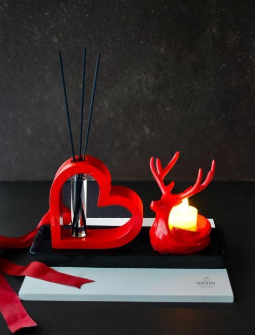 Bambu Çubuklu Oda Kokusu Tea Light Mumluk Seti Hediyelik Dekoratif