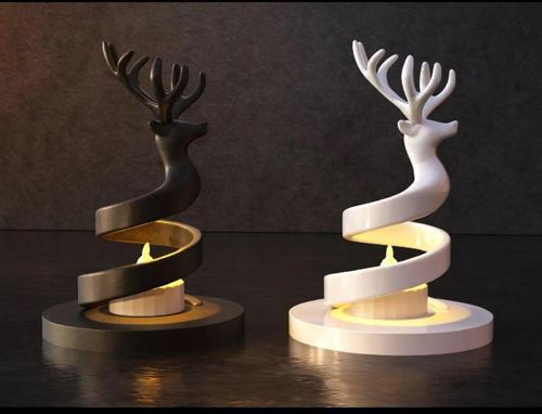 2 Adet Özel Tasarım Geyik Tea Light Dekoratif Hediyelk Bioplastik Tealight Mumluk