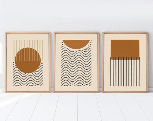 Ahşap Çerçeveli Minimalist 3’Lü Tablo