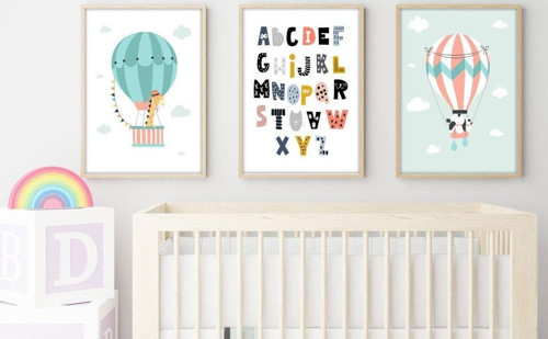 Ahşap Çerçeveli Çocuk Odası Tablo Set