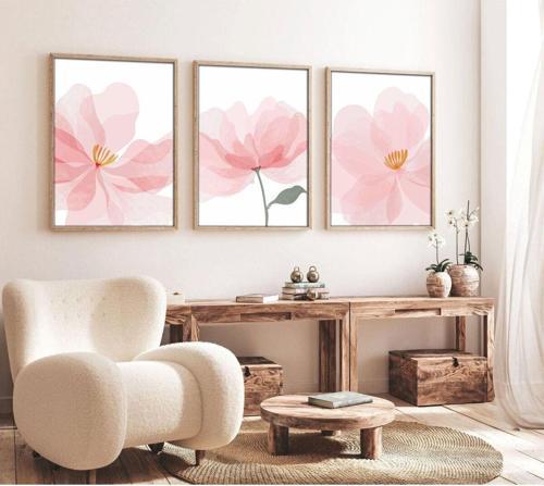 Ahşap Çerçeveli Çiçek Tablo Set